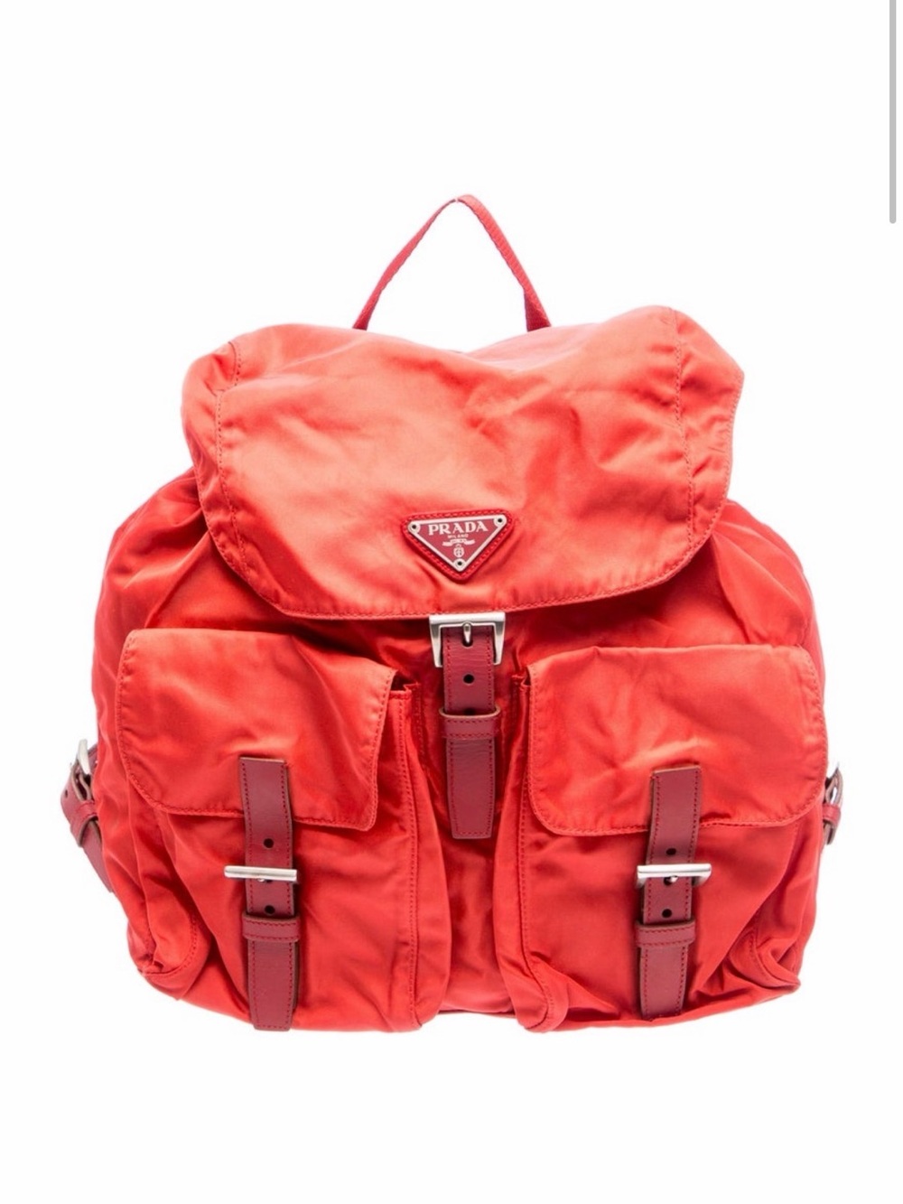 Prada Coral-Red Nylon Backpack for Men